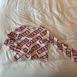 Blessed Print Womens Crop Top